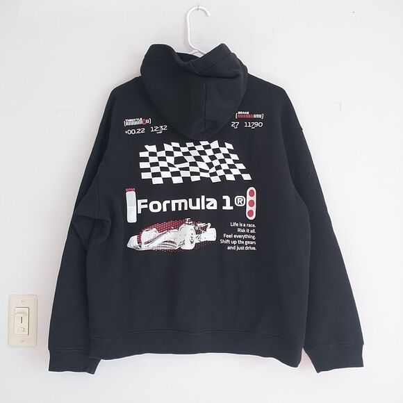 Formula 1 Hoodie Sweatshirt Sweater Mens L Loose Fit Black Casual Racing - Picture 2 of 12